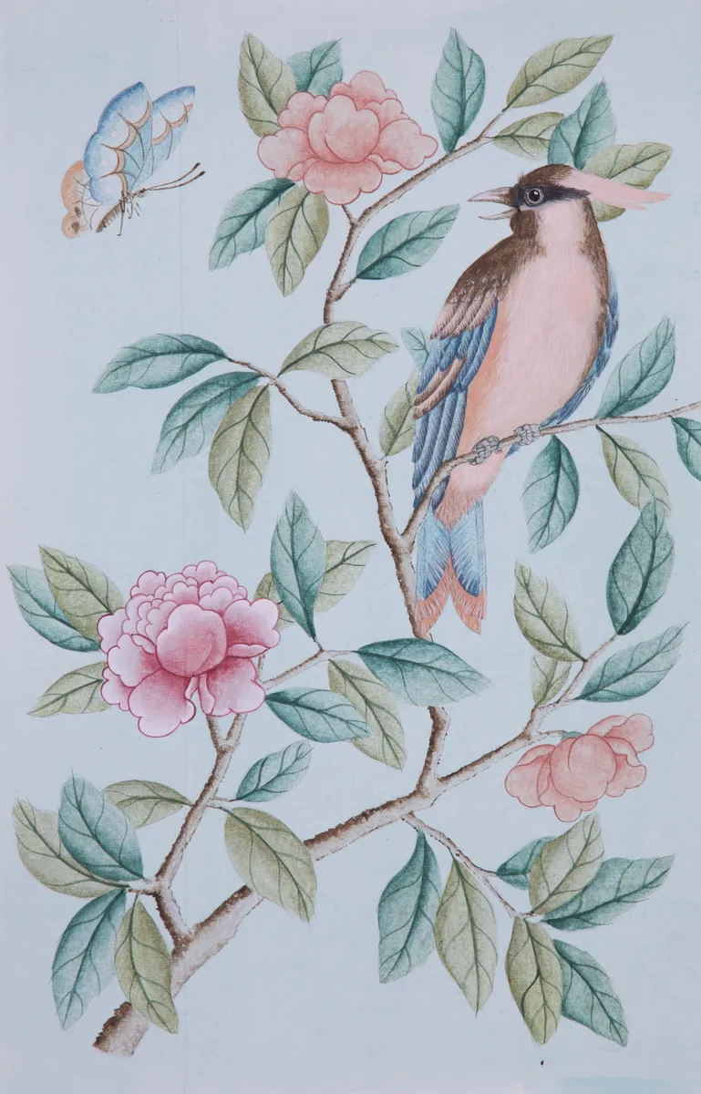 Bird with Butterfly (study in soft blue)